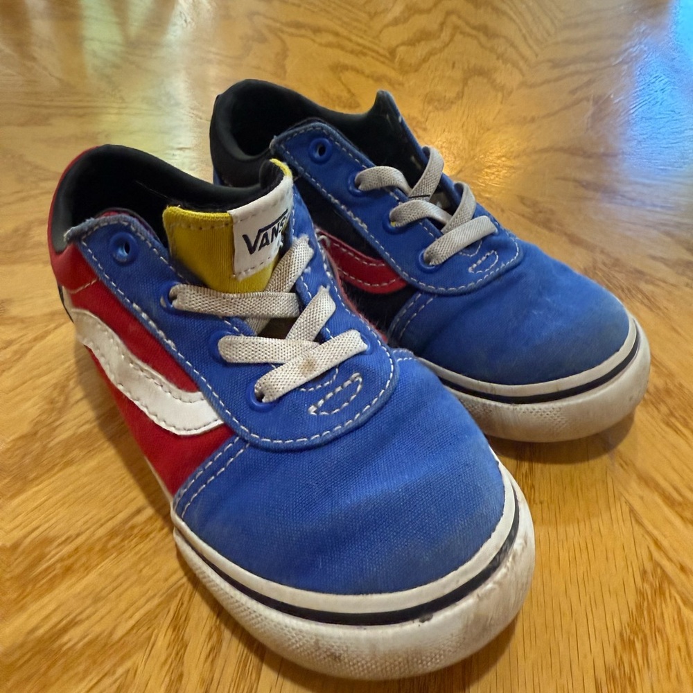 Vans Kids Sneakers in Blue, Red, and White
